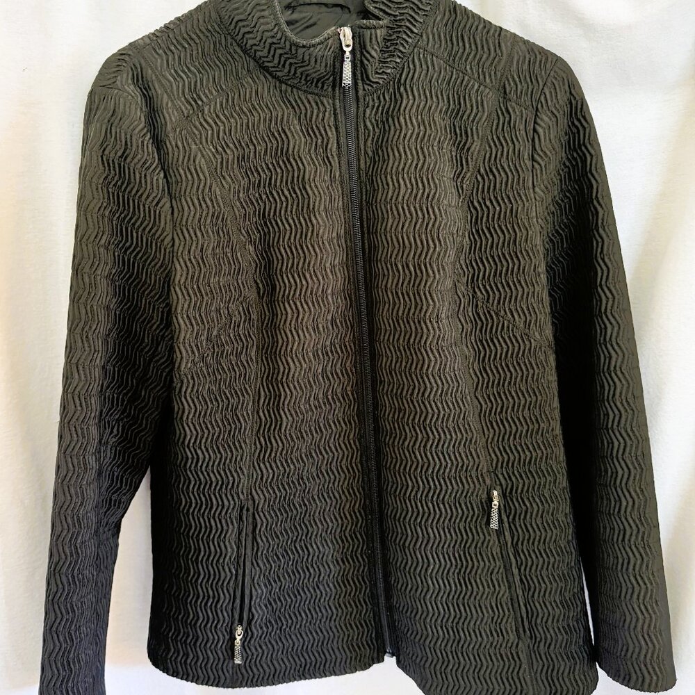 Pendleton Women's Waffle Black Full Front Zip Jacket, size Medium